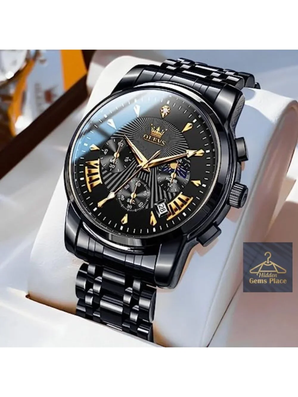 Luxury Waterproof Luminous Chronograph Watch with Stainless Steel Bracelet